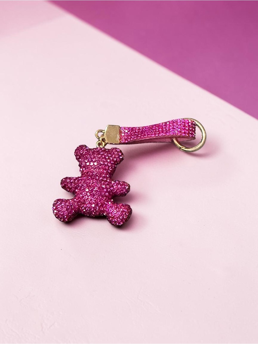 Rose Pink Glitter Bear Bag Charm - Picture 2 of 6